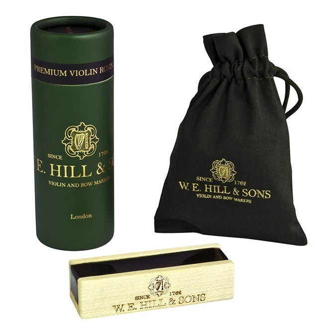W.E. Hill & Sons H-2065 Premium rosin for violin - dark - encased in a solid maplewood holder, with protection pouch
