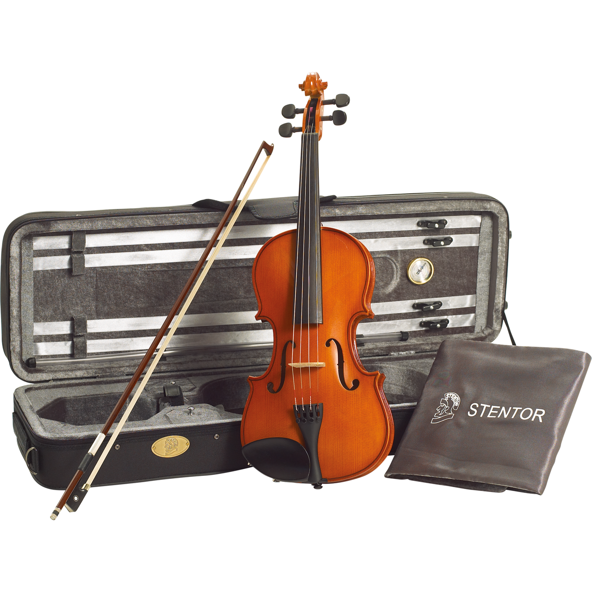 Stentor SR1560A 4/4 Violin Set Conservatoire II – Handmade, Flamed Maple &amp; Shellax™ Finish, Incl. Bow and Deluxe Case